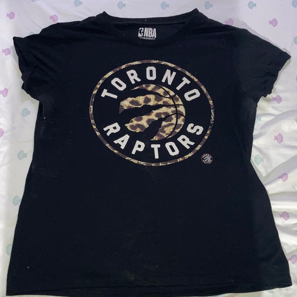 NBA Toronto Raptors Black Tee with Leopard Logo